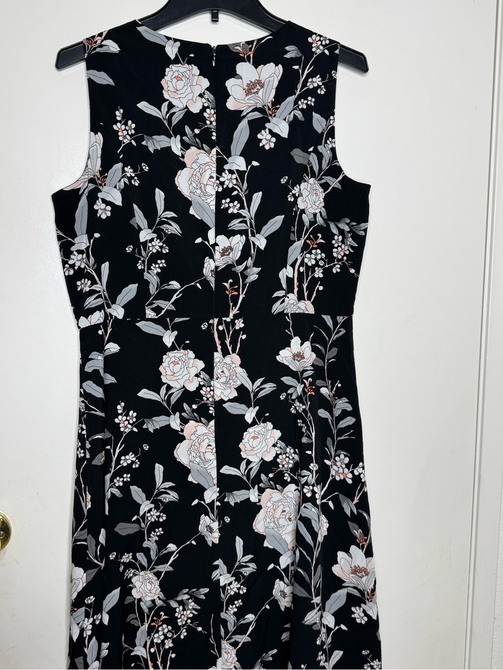 Charter Club Black Floral Midi Dress with White and Blush Accents - Picture 7 of 8